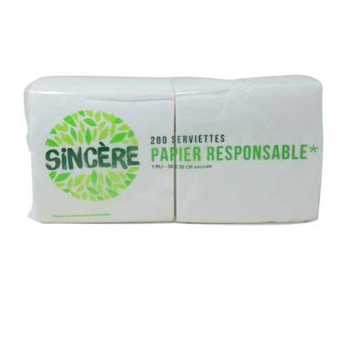 SINCERE 200 SERVIETTES 30x30CM