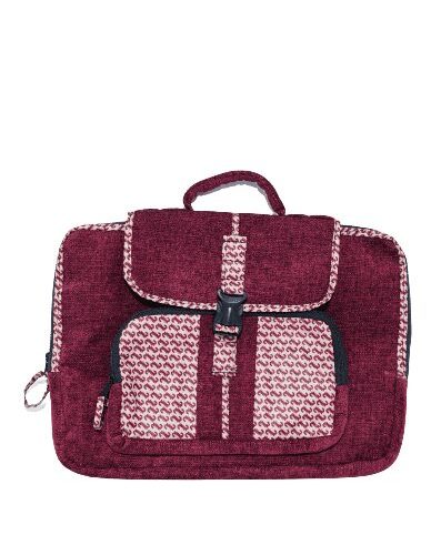Diplomat Limbag - Soft Briefcase and Laptop Bag - Maroon with a White and Pink African Print.