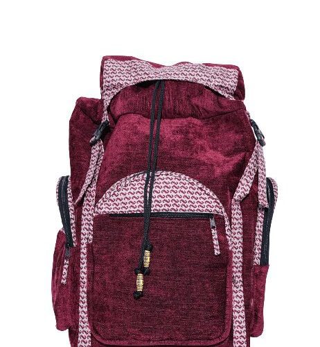 Safari Limbag-Soft Back Pack Bag - Dark Red With a kitenge Fabric.