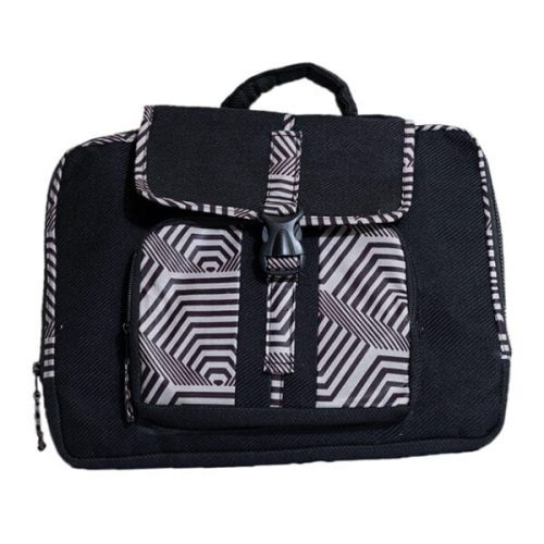 Diplomat Limbag - Soft Briefcase and Laptop Bag - Black with a Brown and Grey African Print