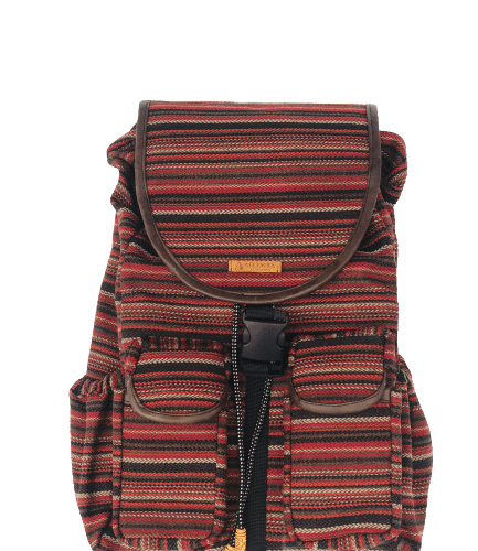 Sack Limbag-Soft Backpack Chocolate with red and black Kitenge Print by Aflimba
