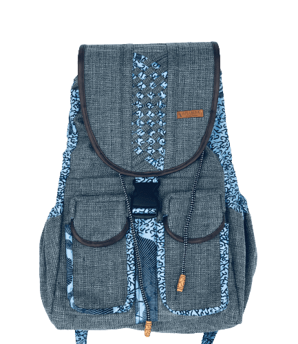 Sack Limbag - Backpack - Teal with Light Blue print by Aflimba