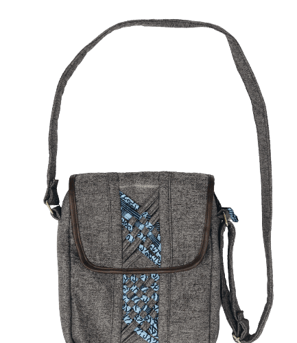 Toolkit Limbag Shoulder Bag Gray with Kitenge Fabric by Aflimba