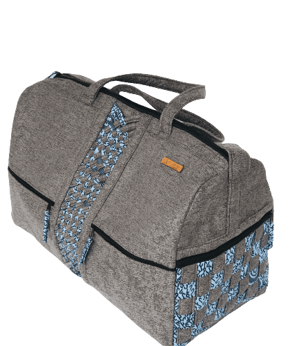 Patrone Limbag – Travel and Accessories Bag - Grey with Blue and Black print by Aflimba