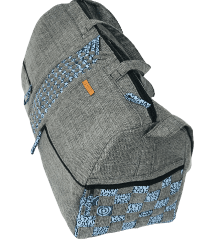 Patrone Limbag – Travel And Accessories Bag - Light Grey With Blue And Black Print By Aflimba