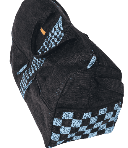 Patrone Limbag – Travel and Accessories Bag - Black With light Blue square Print By Aflimba