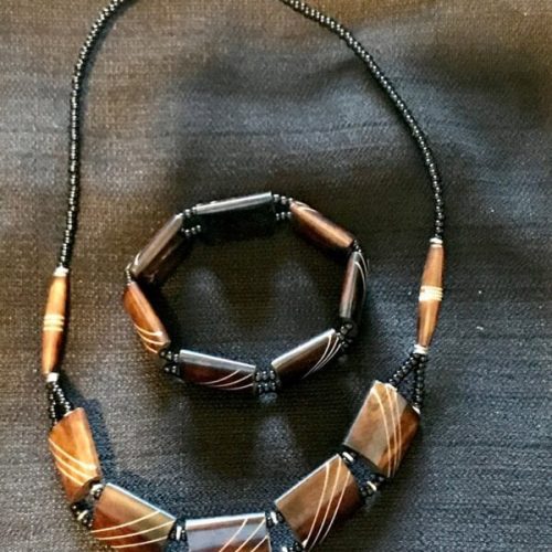 African Beaded Necklace and Bracelet Set