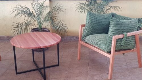 Wooden Coffee Table with Chair