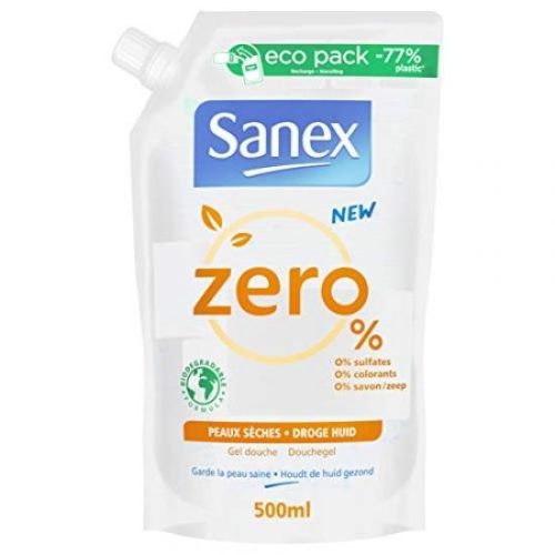 SANEX GEL DOUCHE ZERO PEAUX SECHES ECO PACK 500ML
