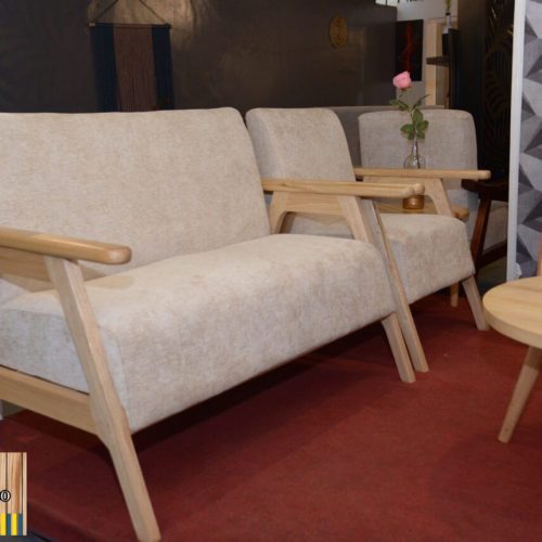Inganji Sofa Seven seater set in Beige and Nile tulip wood