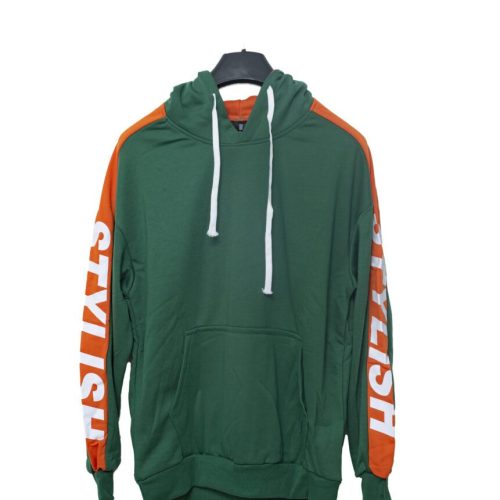 Men Color-Block Letter Drawstring Pocket Hoodie