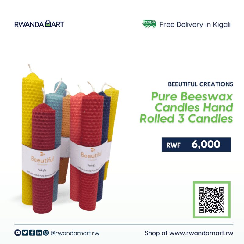 Pure Bees wax Candles Hand Rolled 3 Candles