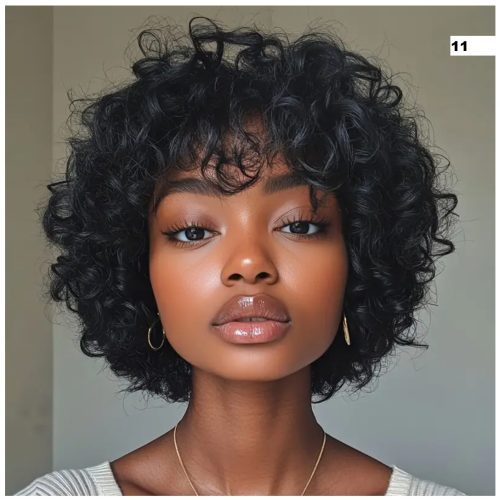 Women'S Short Curly Bob Wig with Bangs