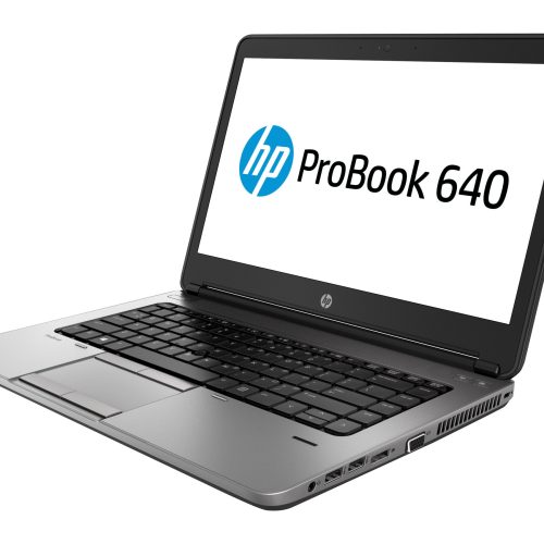 🖥️ HP ProBook 640 G1 (14″) Processor: Intel Core i5-4300M (2.6 GHz, 3 MB cache) Display: 14″ HD+ (1600×900), anti-glare Memory: 4 GB DDR3 Storage: 500 GB HDD Graphics: Intel HD Graphics 4600 OS: Windows 7 Pro (upgradeable) Weight: ~2.2 kg Ports: DVD-RW, Ethernet, USB 3.0, VGA, DisplayPort, SD slo