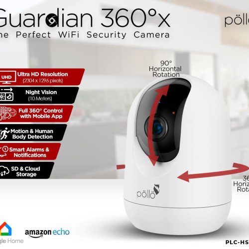 Guardian 360°x 3MP Smart Wi-Fi Indoor Camera – Full HD, Night Vision, Two-Way Audio