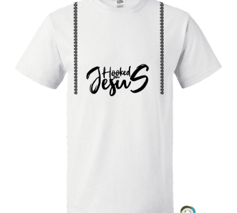 hooked on jesus short sleeve tshirt by iwacu studio