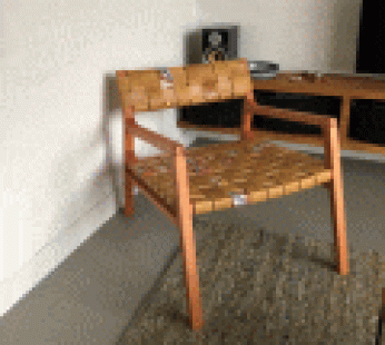 Red Eucalyptus, Tan Leather and Kitenge Chair by Inwood