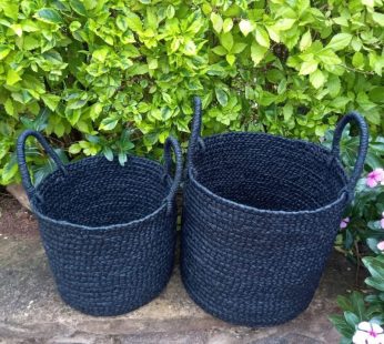 Black Woven Storage Basket Set
