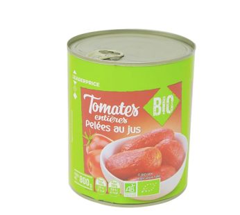 LP BIO TOMATES ENTIERES PELEES AU JUS 800G