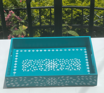 Turqoise and White handmade tray