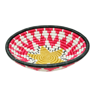 Beautiful round open basket Red, White and yellow center star