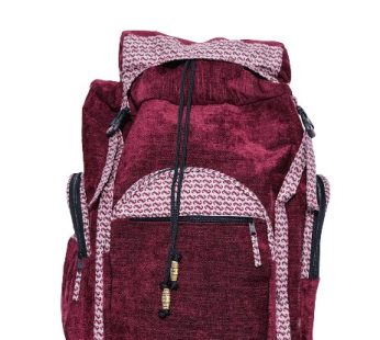 Safari Limbag-Soft Back Pack Bag – Dark Red With a kitenge Fabric.
