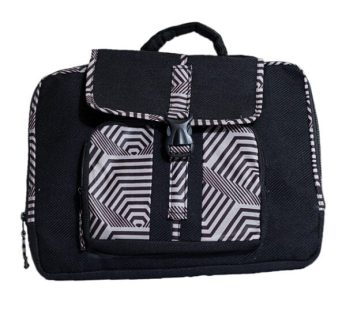 Diplomat Limbag – Soft Briefcase and Laptop Bag – Black with a Brown and Grey African Print