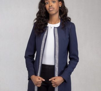 F and Y Made in Rwanda Dark Blue Women Blazer with Umugongo