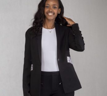 F and Y Made in Rwanda Black Batik Women Blazer