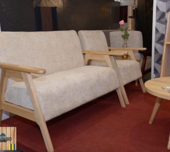 Inganji Sofa Seven seater set in Beige and Nile tulip wood