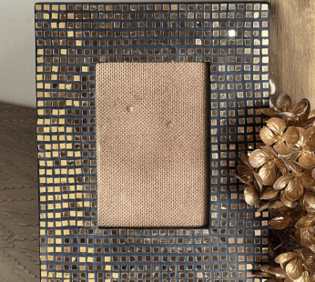 Mosaic handmade black and gold picture frame