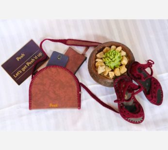 Dark Pink Leather and Thread Handbag by Posh Creative