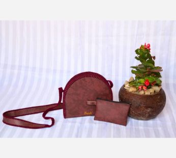 Maroon Leather and Thread Handbag by Posh Creative