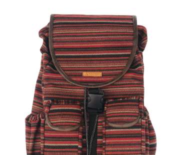 Sack Limbag-Soft Backpack Chocolate with red and black Kitenge Print by Aflimba