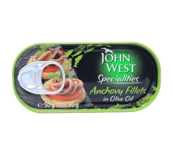 JOHN WEST ANCHOVY FILLETS IN OLIVE OIL 50G