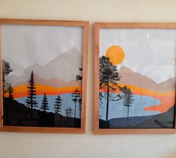 Wood Framed Paintings Set of 2 L50cm* W40cm
