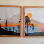 Wood Framed Paintings Set of 2 L50cm* W40cm