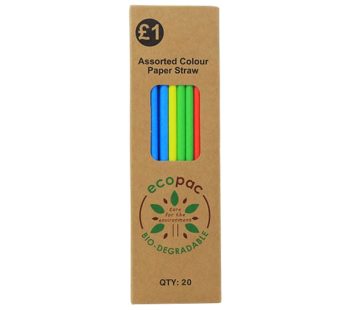 ECOPAC ASSORTED COLOUR PAPER STRAW 20’S