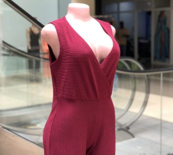 Sleeve-less Maroon Jumpsuit