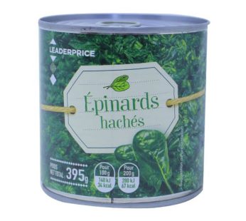 LP EPINARDS HACHES [ CHOPPED SPINACH ] 395G