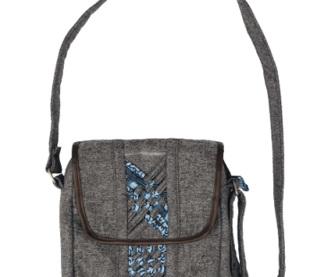 Toolkit Limbag Shoulder Bag Gray with Kitenge Fabric by Aflimba
