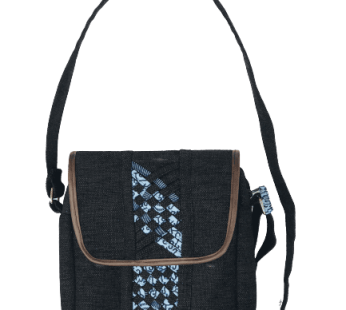 Toolkit Limbag Shoulder Bag Black with Kitenge Fabric by Aflimba