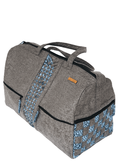 Patrone Limbag – Travel and Accessories Bag - Grey with Blue and Black print by Aflimba
