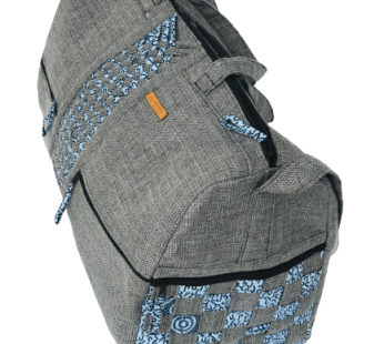 Patrone Limbag – Travel And Accessories Bag – Light Grey With Blue And Black Print By Aflimba