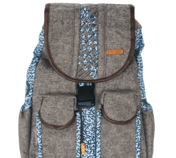 Sack Limbag – Backpack – Kendall Grey with Light Blue Kitenge print by Aflimba