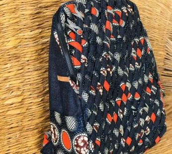 Superfly Limbag-Backpack-Blue with white and Orange African Print by Aflimba