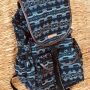 Sack Limbag- Soft women Backpack- with black and blue boat shapes Print By Aflimba