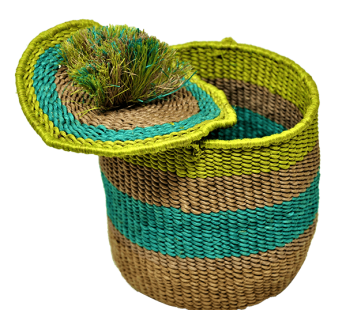 Rwandan Natural Handwoven Multi-Color Sisal Basket
