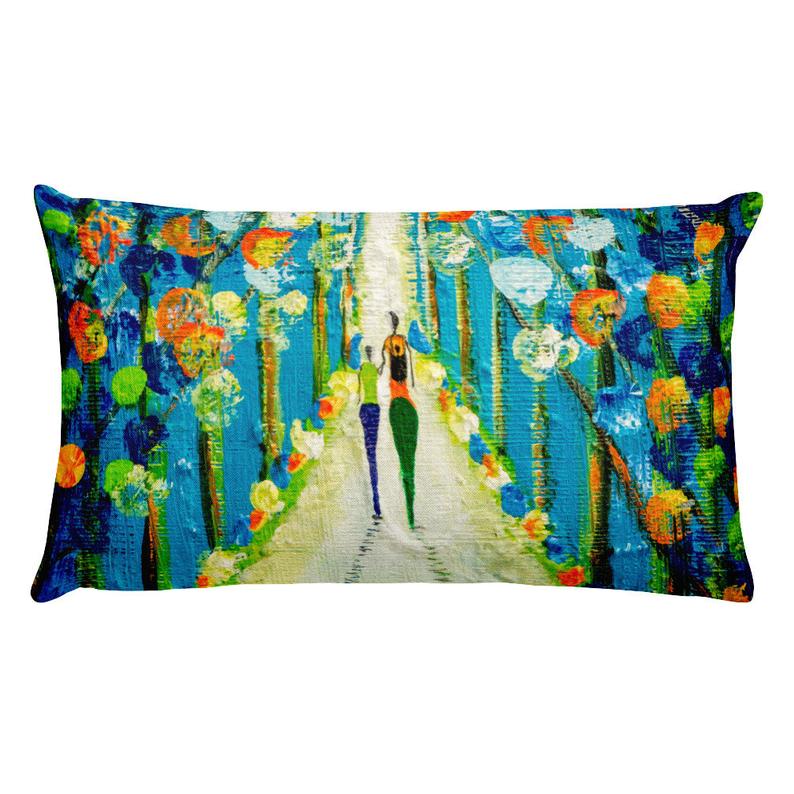 Responsible Rectangular Pillow - Original painting print by Nkusi Kenneth - African art