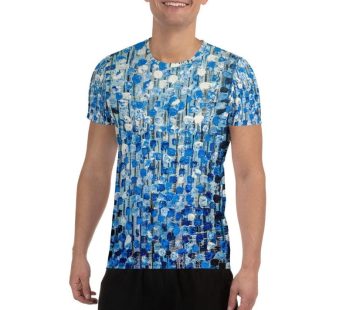 Solace All-Over Print Men’s Athletic T-shirt – Original painting painting print by Nkusi Kenneth – African artwork